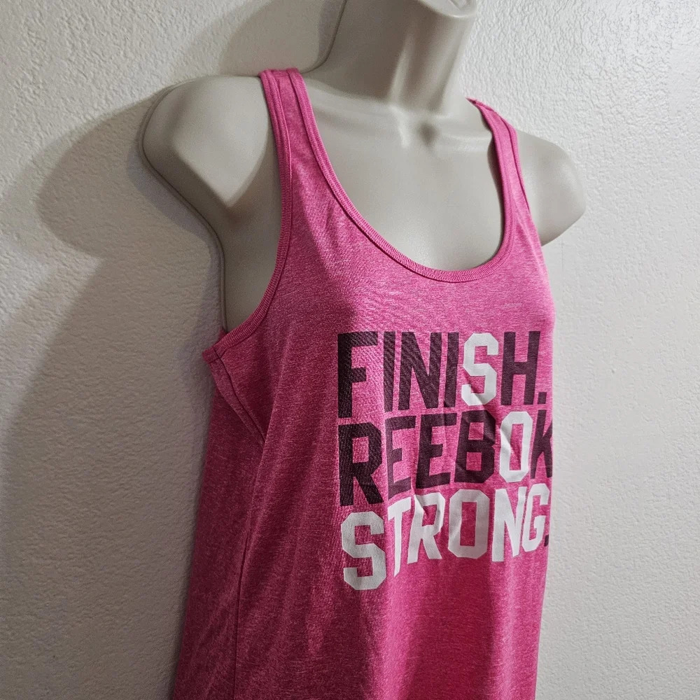 REEBOK "Finish Reebok Strong" Racerback Tank Pink Size S - Picture 4 of 9